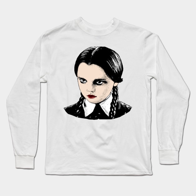 Wednesday Addams 1 Long Sleeve T-Shirt by valentinahramov